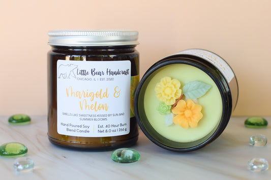 Marigold & Melon Decorated Wood Wick Candle