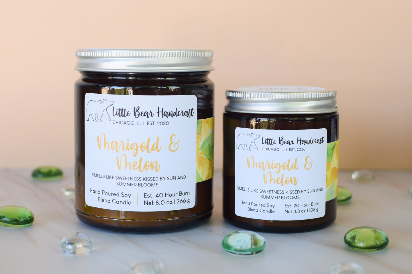 Marigold & Melon Decorated Wood Wick Candle