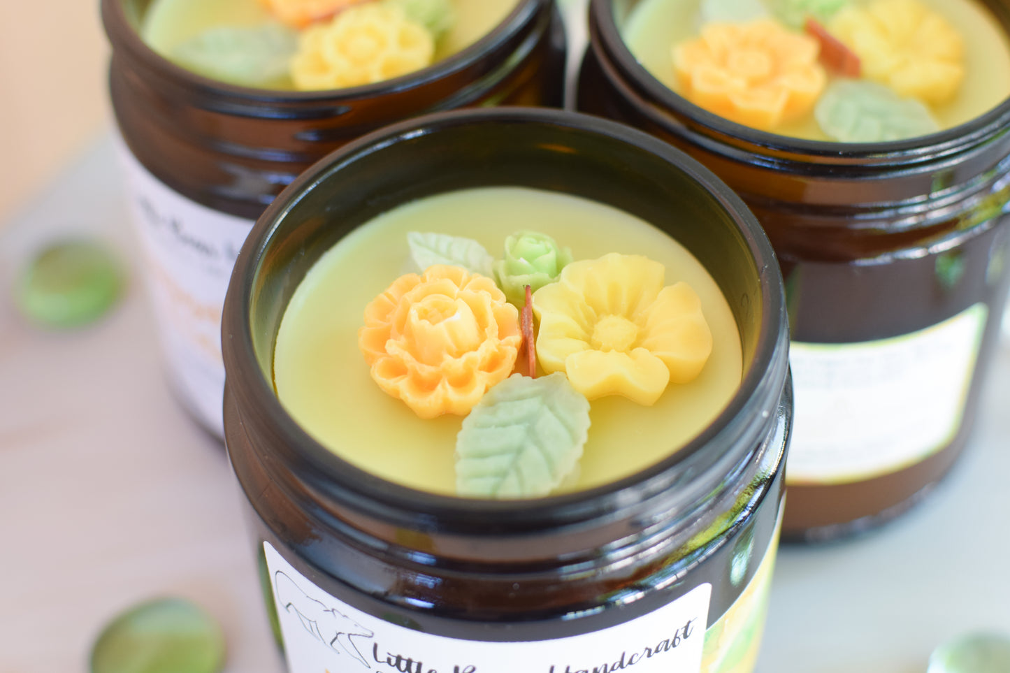 Marigold & Melon Decorated Wood Wick Candle