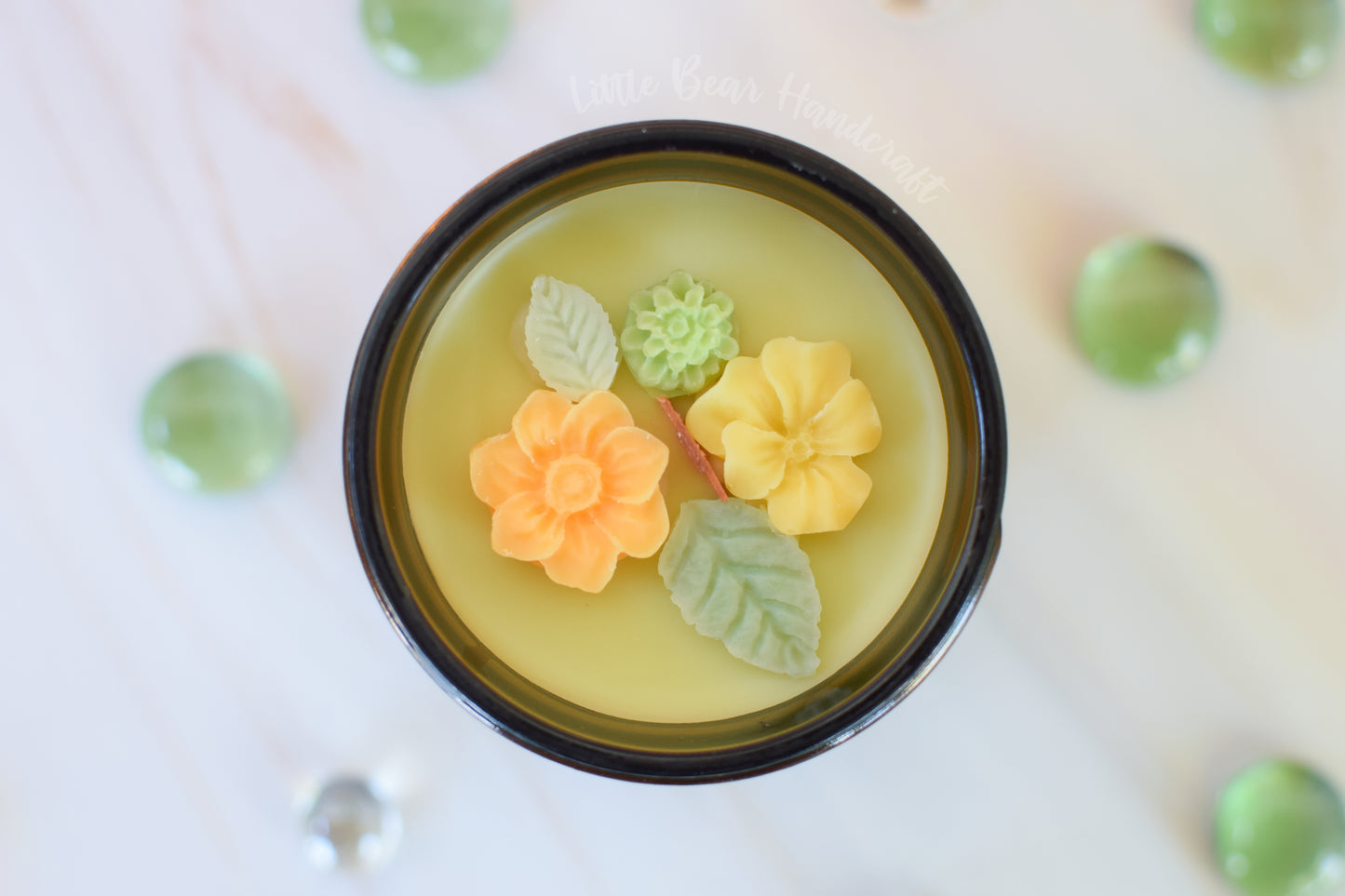 Marigold & Melon Decorated Wood Wick Candle