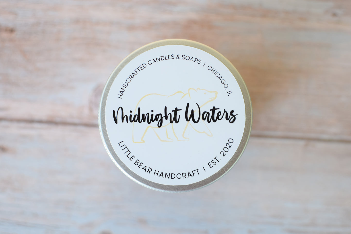 Midnight Waters 8 oz Decorated Wood Wick Candle