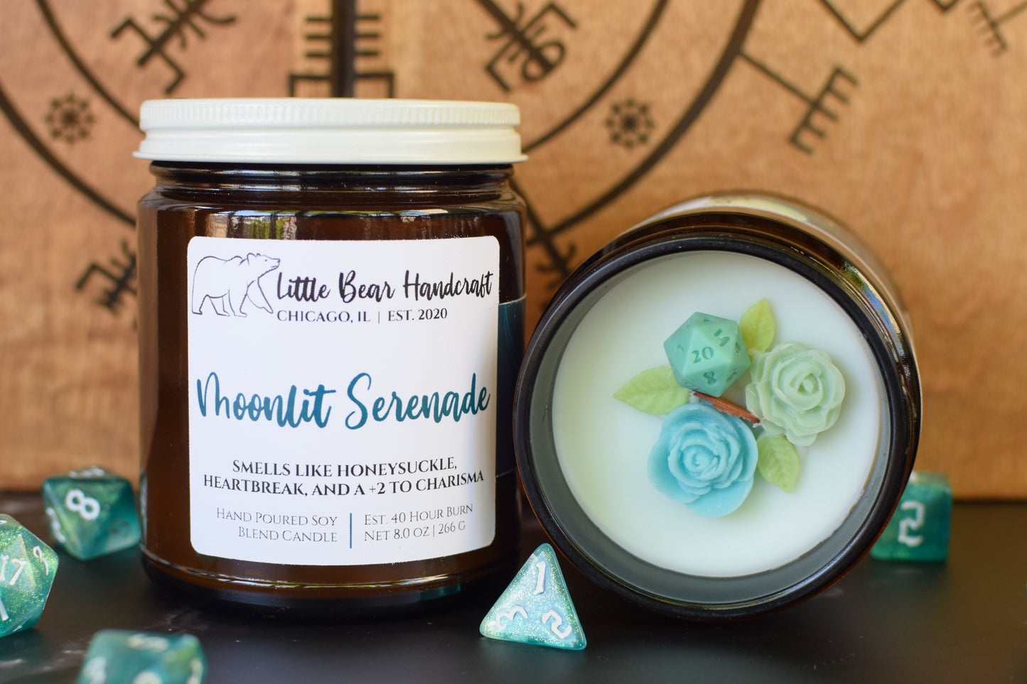 Moonlit Serenade Decorated TTRPG Wood Wick Candle