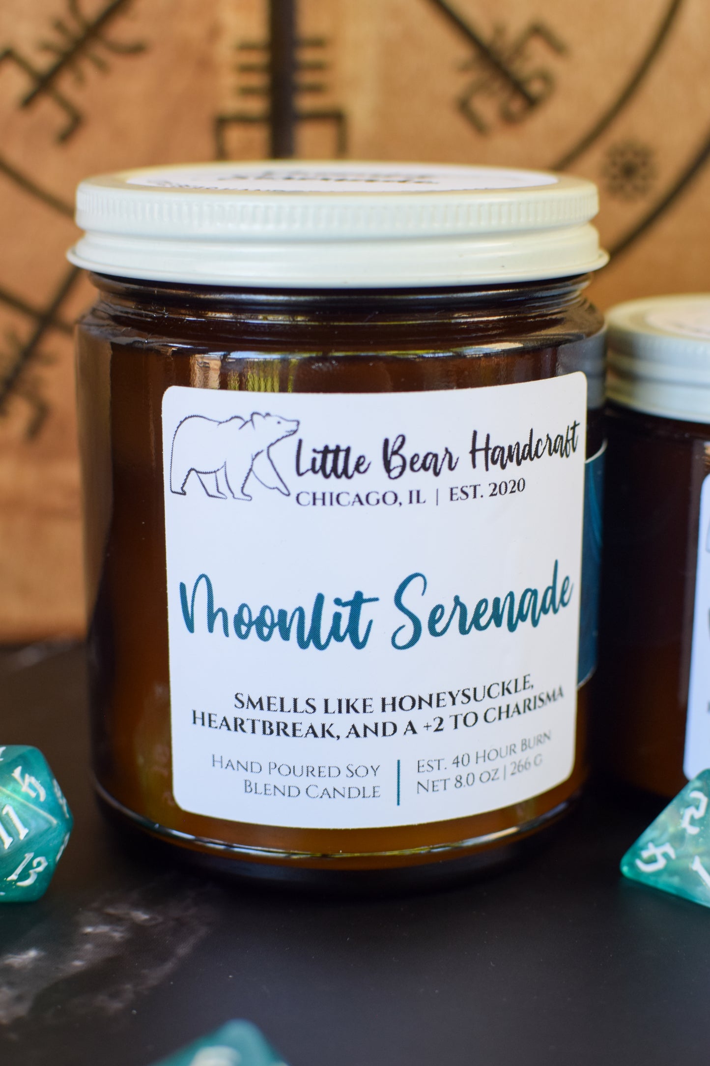 Moonlit Serenade Decorated TTRPG Wood Wick Candle