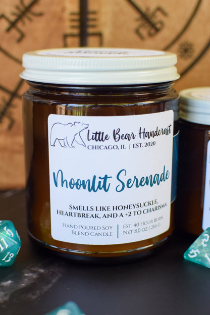 Moonlit Serenade Decorated TTRPG Wood Wick Candle