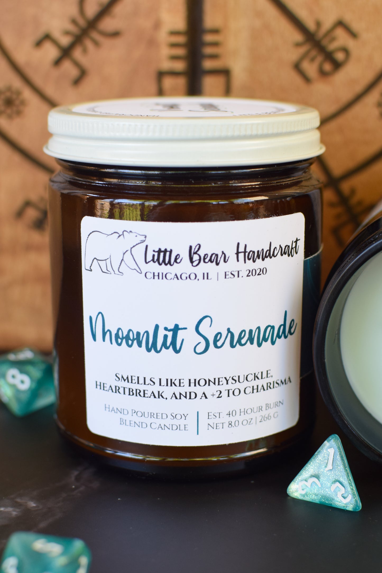 Moonlit Serenade Decorated TTRPG Wood Wick Candle
