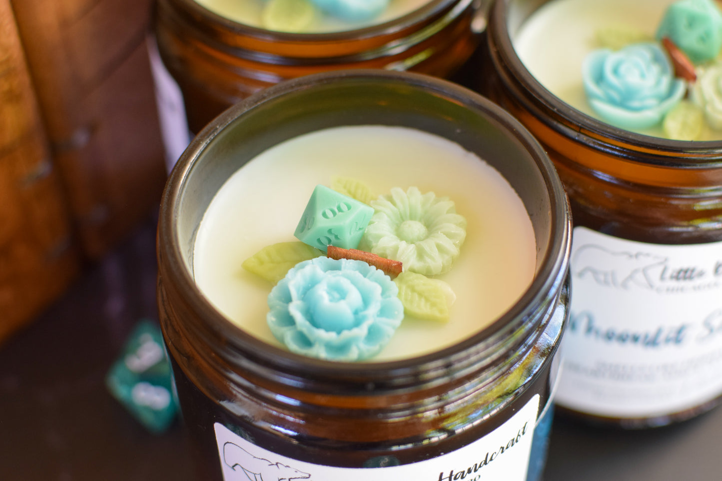 Moonlit Serenade Decorated TTRPG Wood Wick Candle