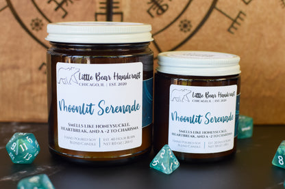Moonlit Serenade Decorated TTRPG Wood Wick Candle