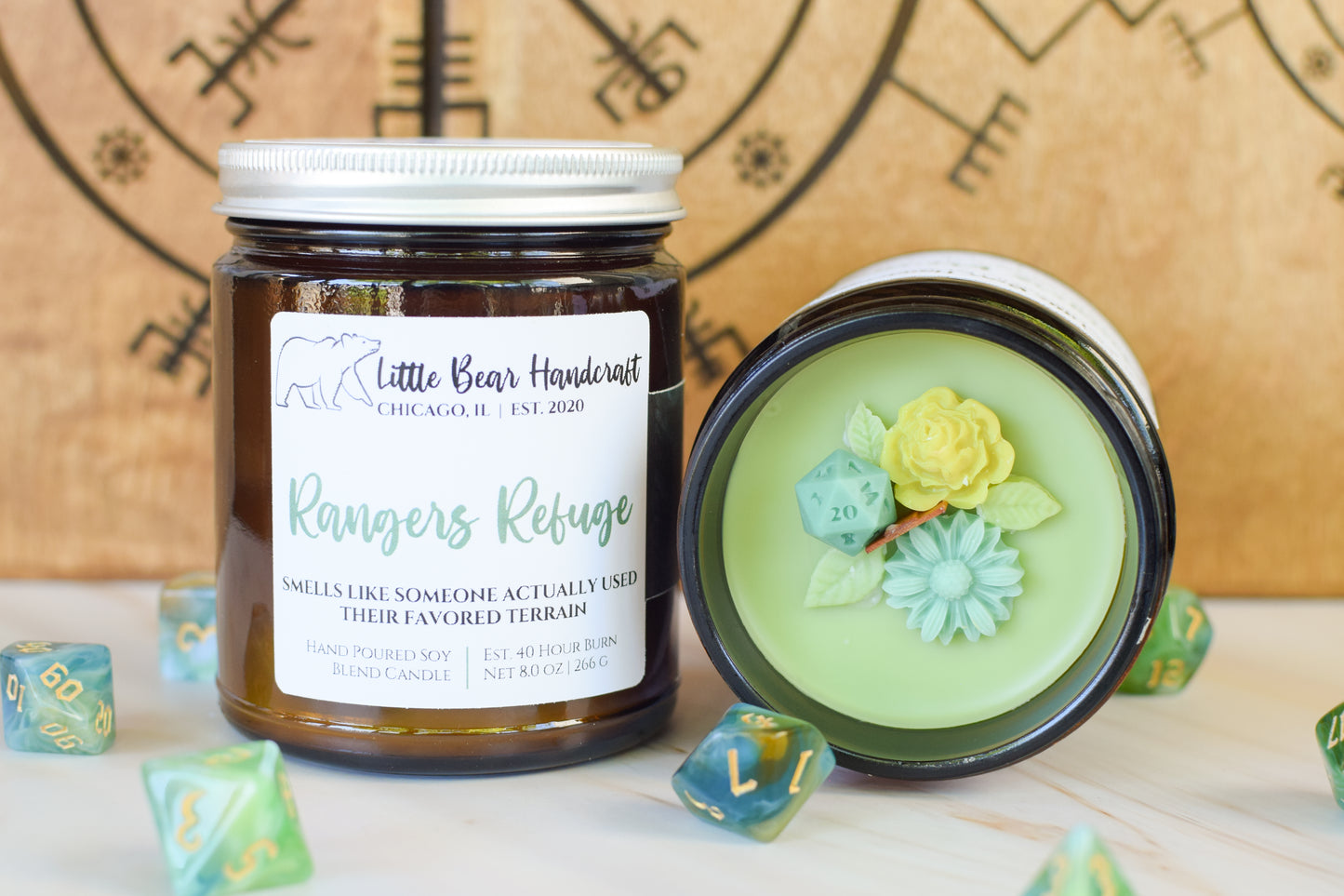 Ranger's Refuge Decorated TTRPG Wood Wick Candle