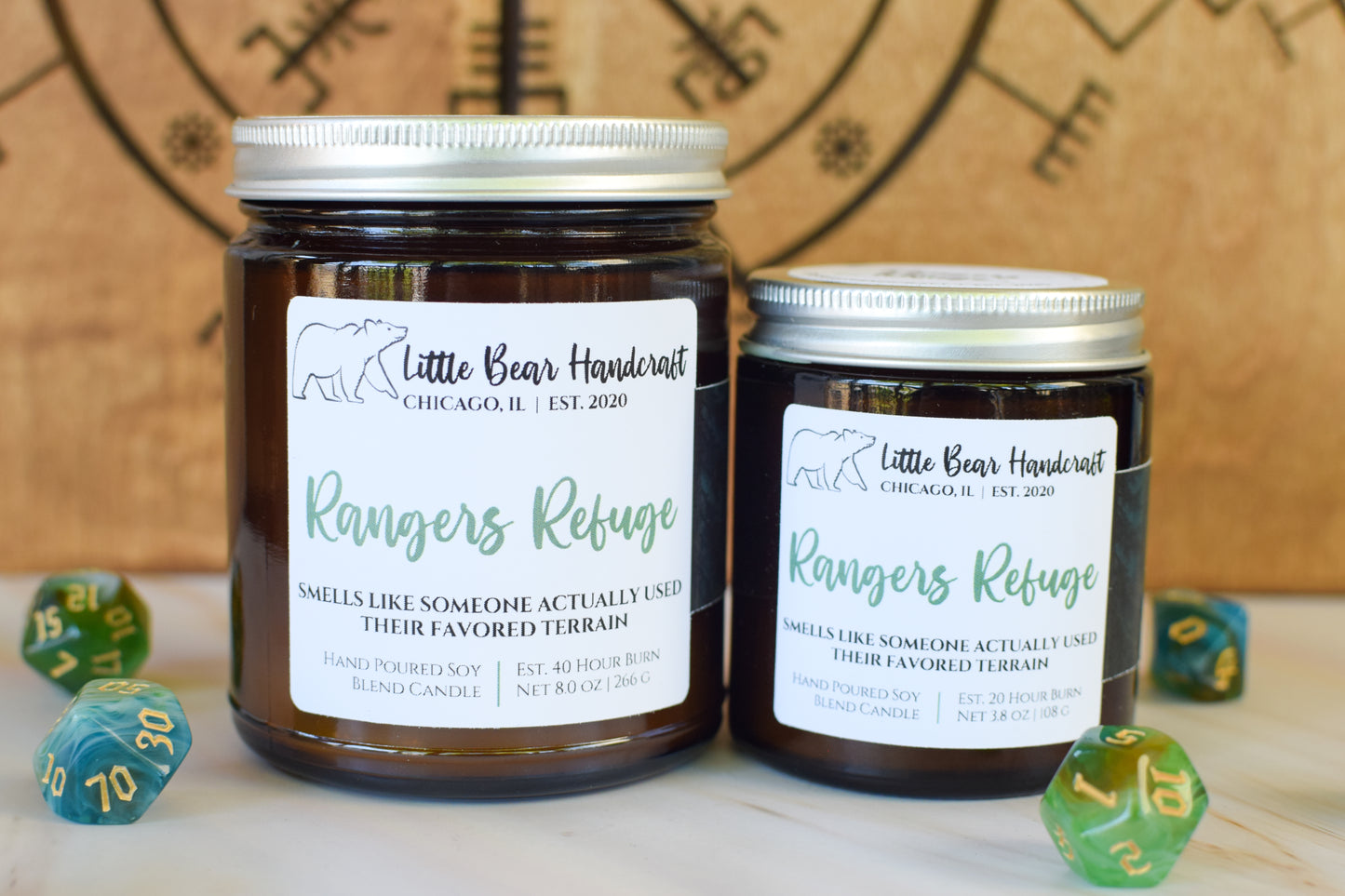 Ranger's Refuge Decorated TTRPG Wood Wick Candle