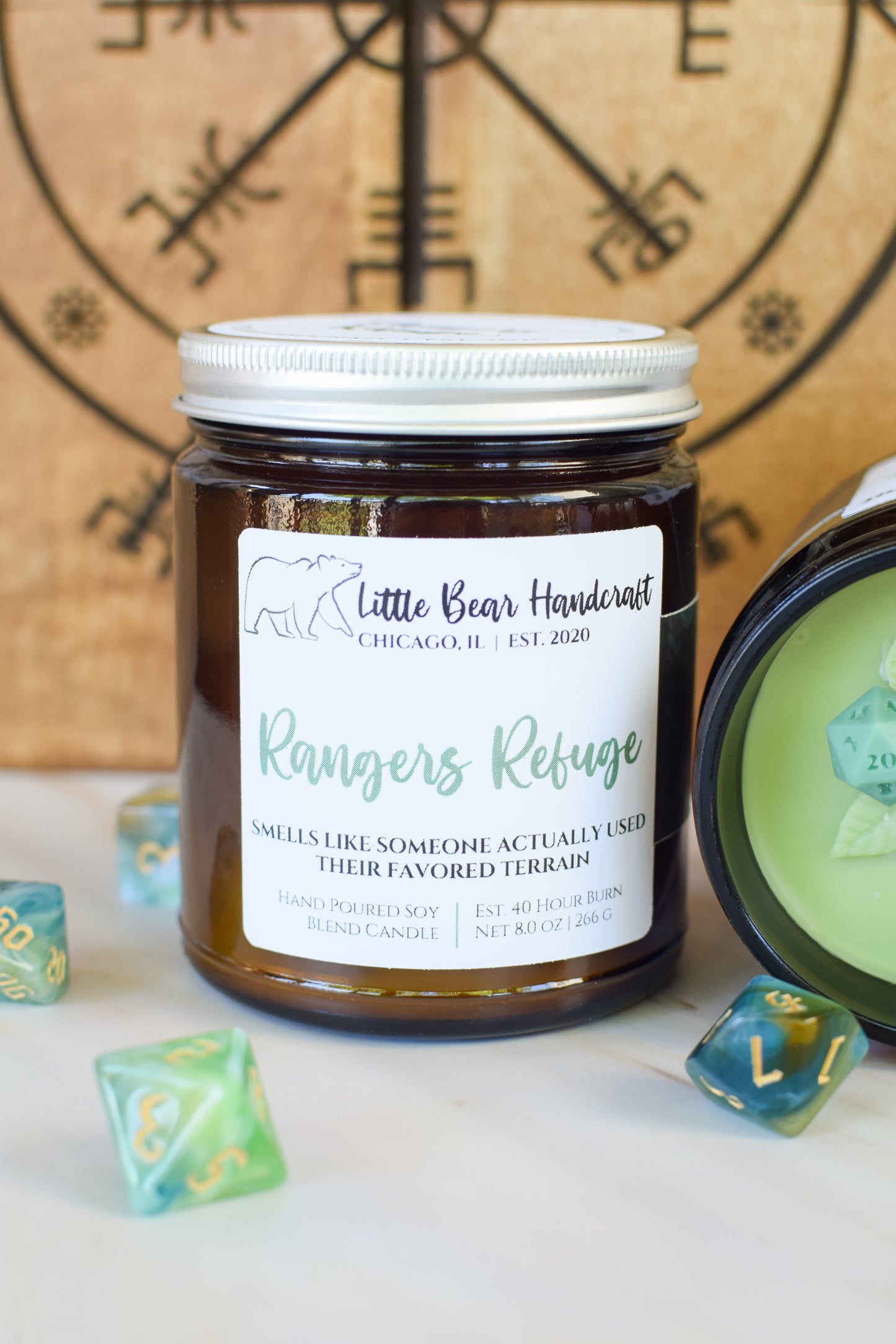 Ranger's Refuge Decorated TTRPG Wood Wick Candle