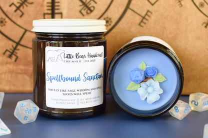 Spellbound Sanctum Decorated TTRPG Wood Wick Candle