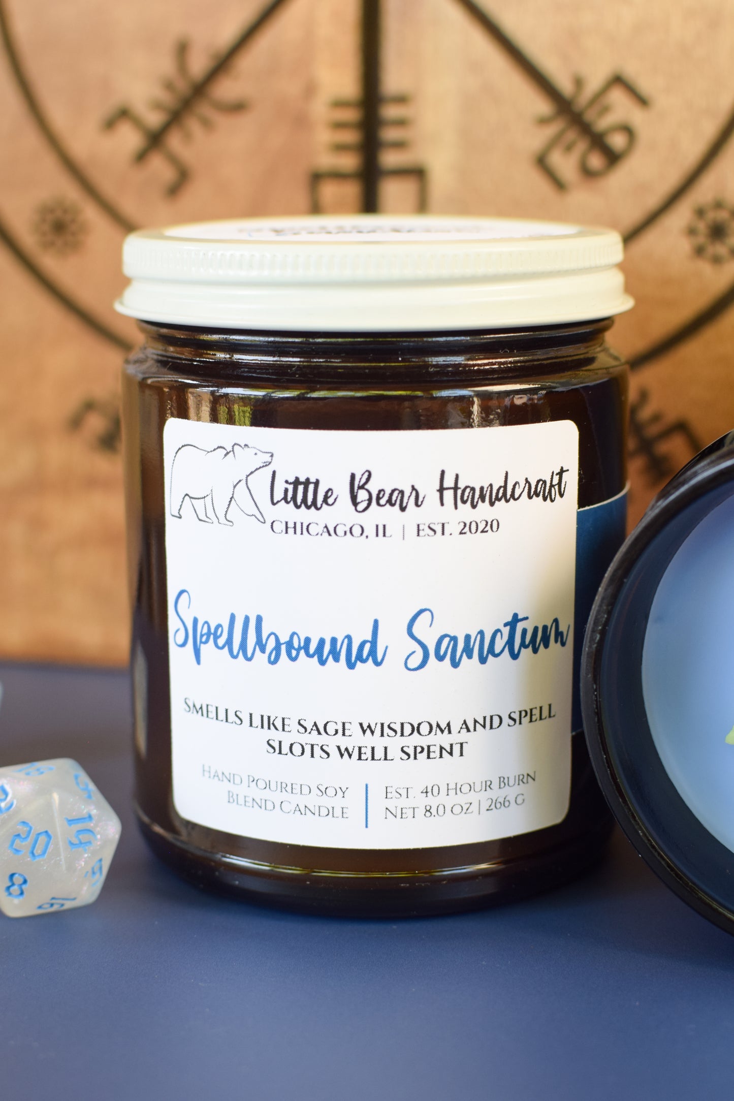 Spellbound Sanctum Decorated TTRPG Wood Wick Candle