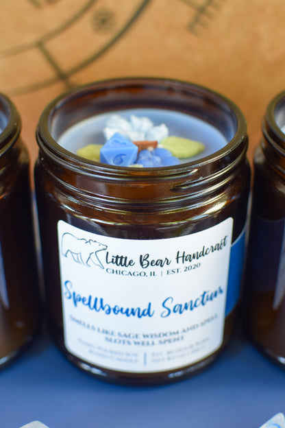 Spellbound Sanctum Decorated TTRPG Wood Wick Candle