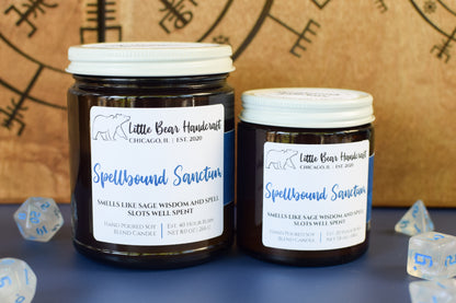 Spellbound Sanctum Decorated TTRPG Wood Wick Candle