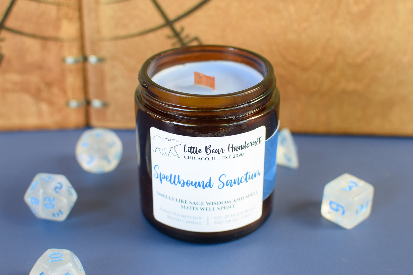 Spellbound Sanctum Decorated TTRPG Wood Wick Candle
