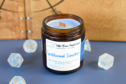 Spellbound Sanctum Decorated TTRPG Wood Wick Candle