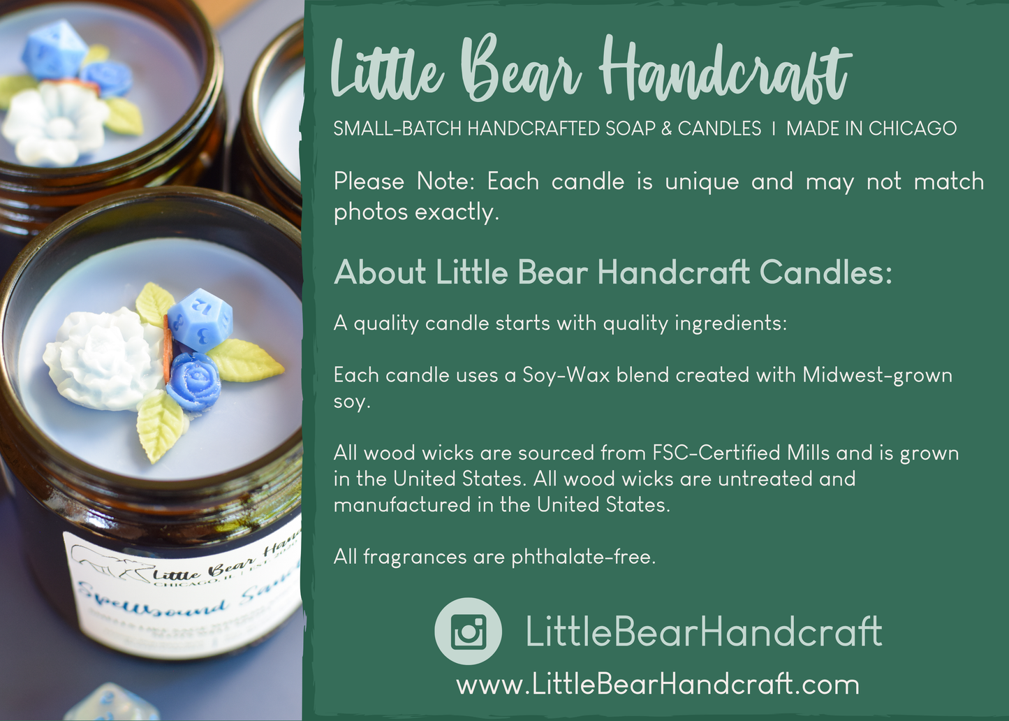 Spellbound Sanctum Decorated TTRPG Wood Wick Candle