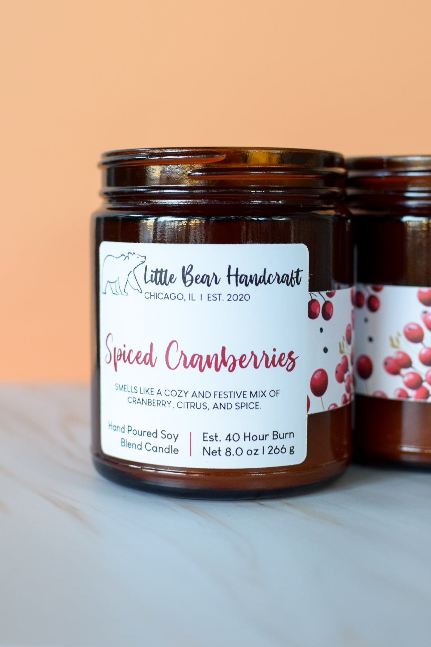 Spiced Cranberries Decorated Candle with Wood Wick