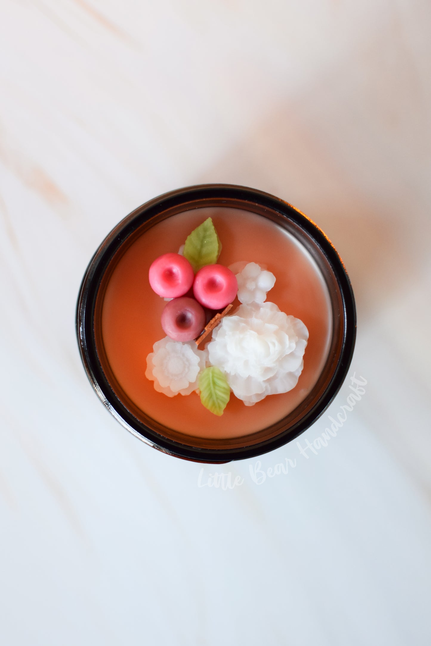 Spiced Cranberries Decorated Candle with Wood Wick