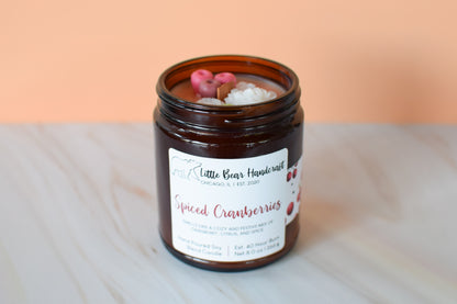 Spiced Cranberries Decorated Candle with Wood Wick