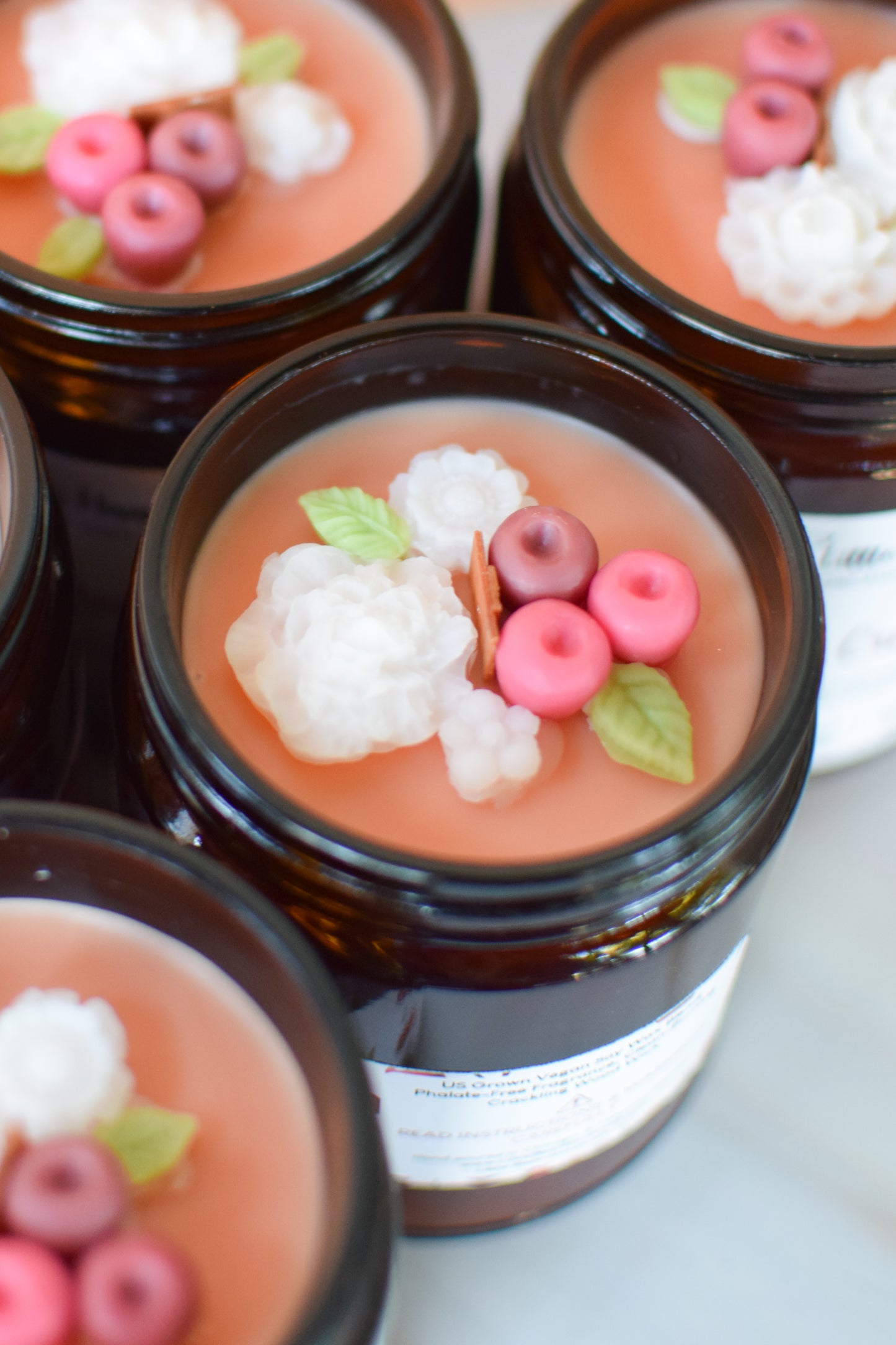 Spiced Cranberries Decorated Candle with Wood Wick