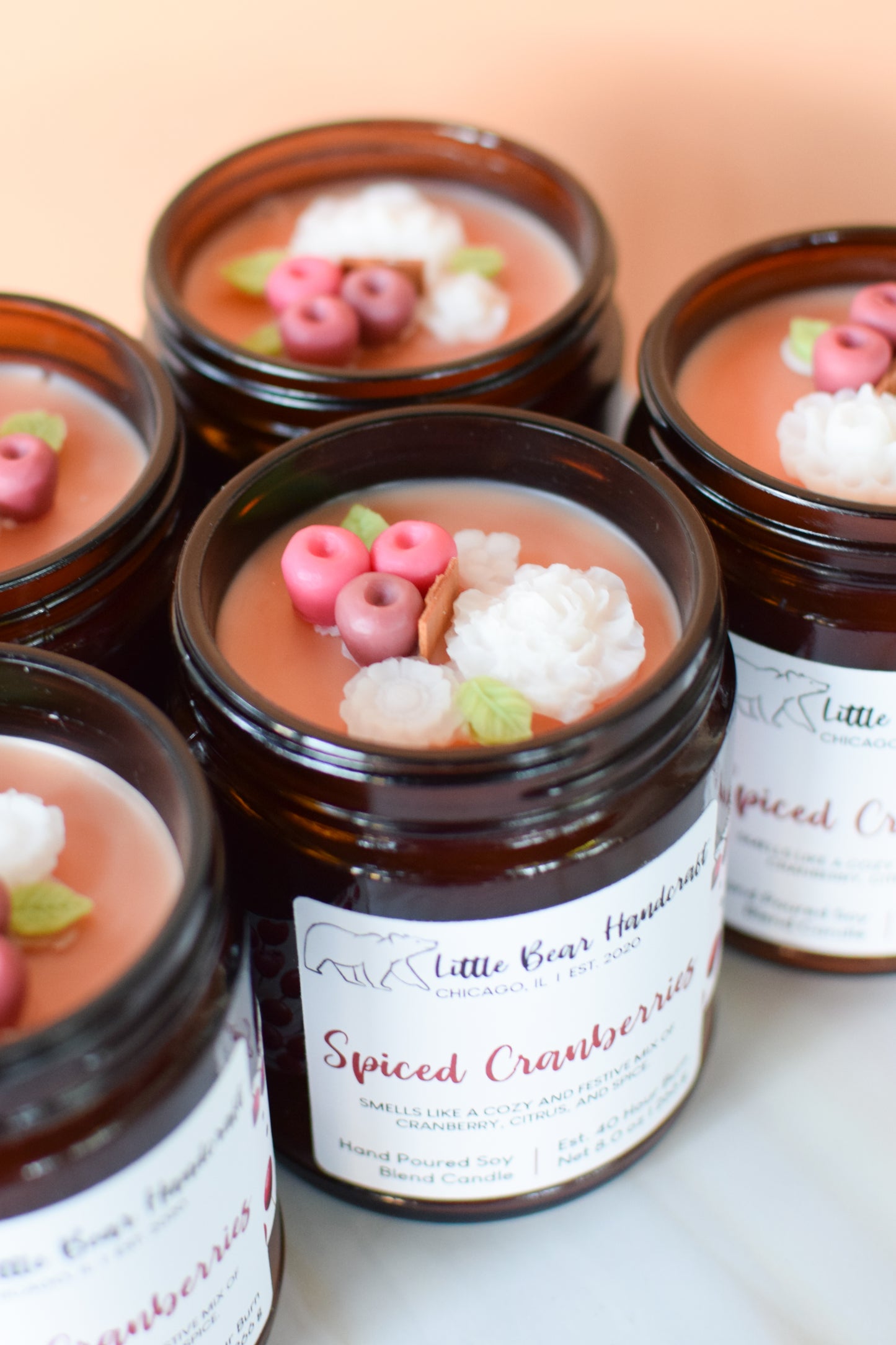 Spiced Cranberries Decorated Candle with Wood Wick