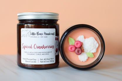 Spiced Cranberries Decorated Candle with Wood Wick