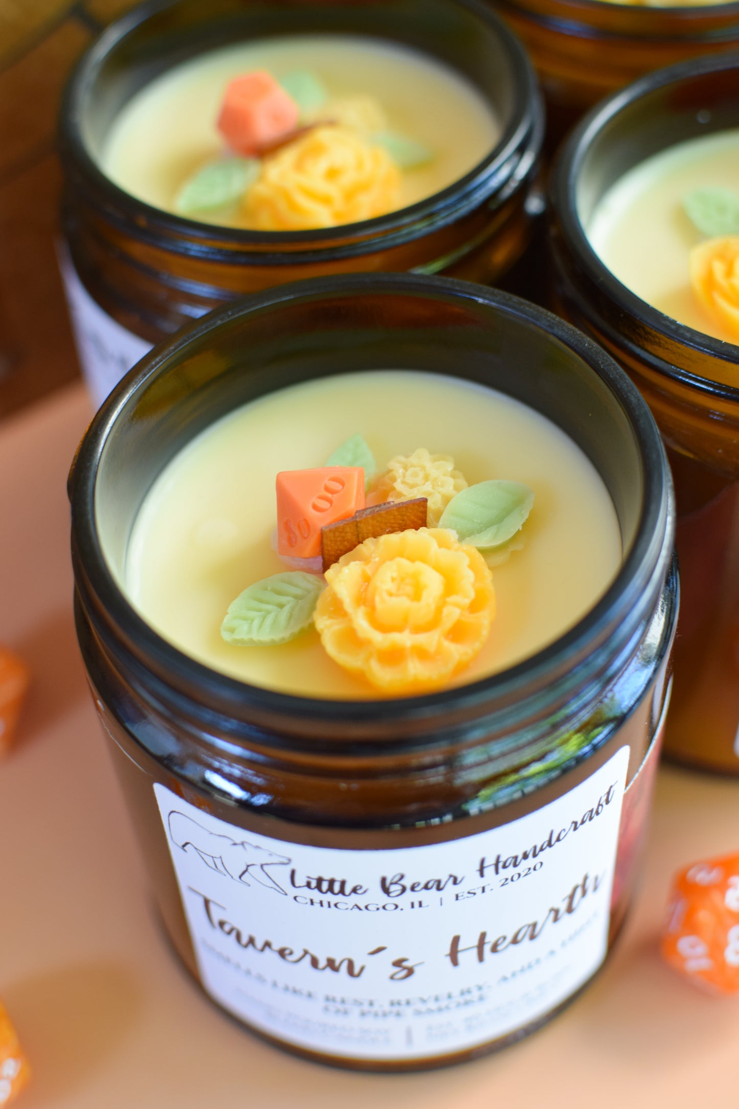 Tavern's Hearth Decorated TTRPG Wood Wick Candle