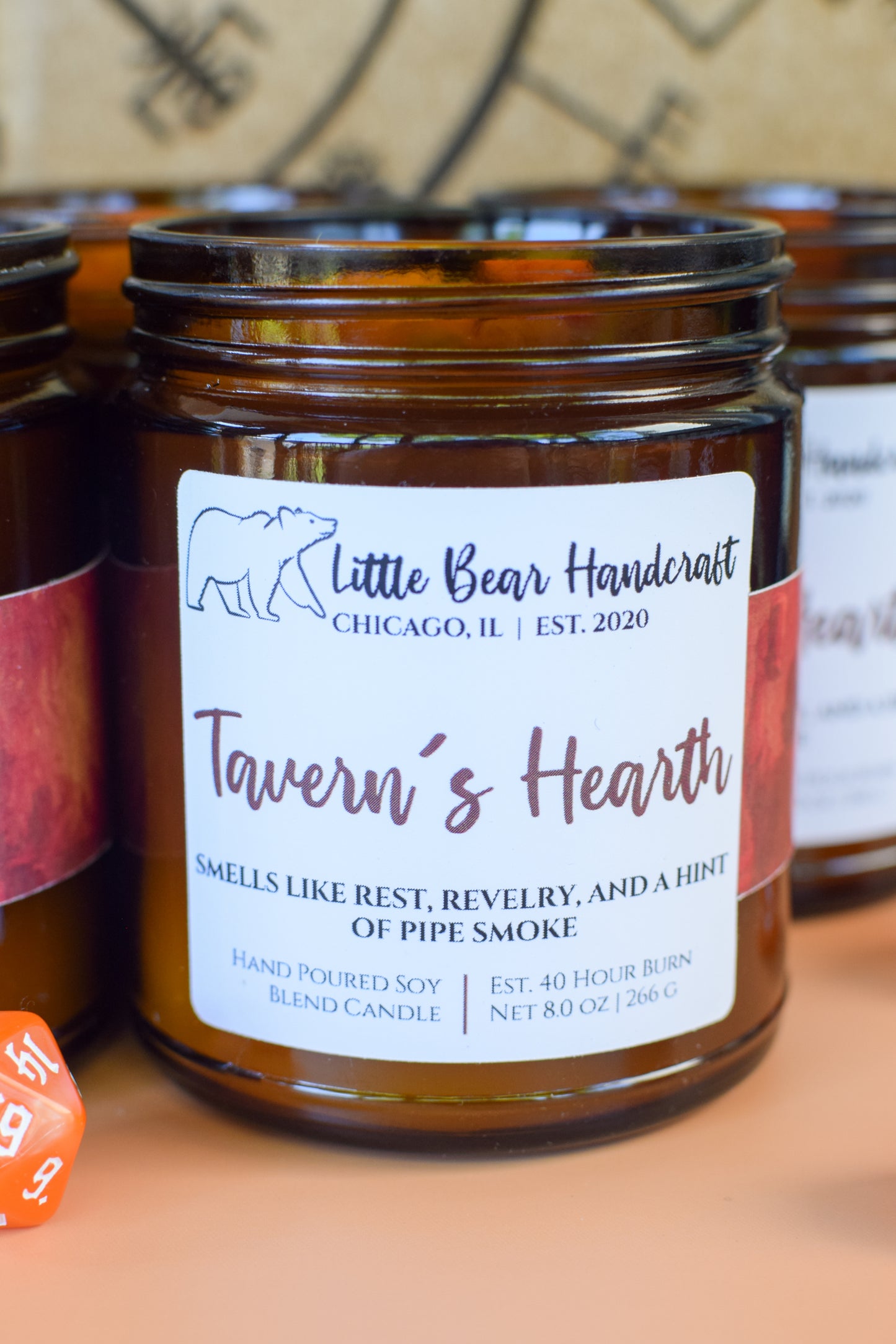 Tavern's Hearth Decorated TTRPG Wood Wick Candle