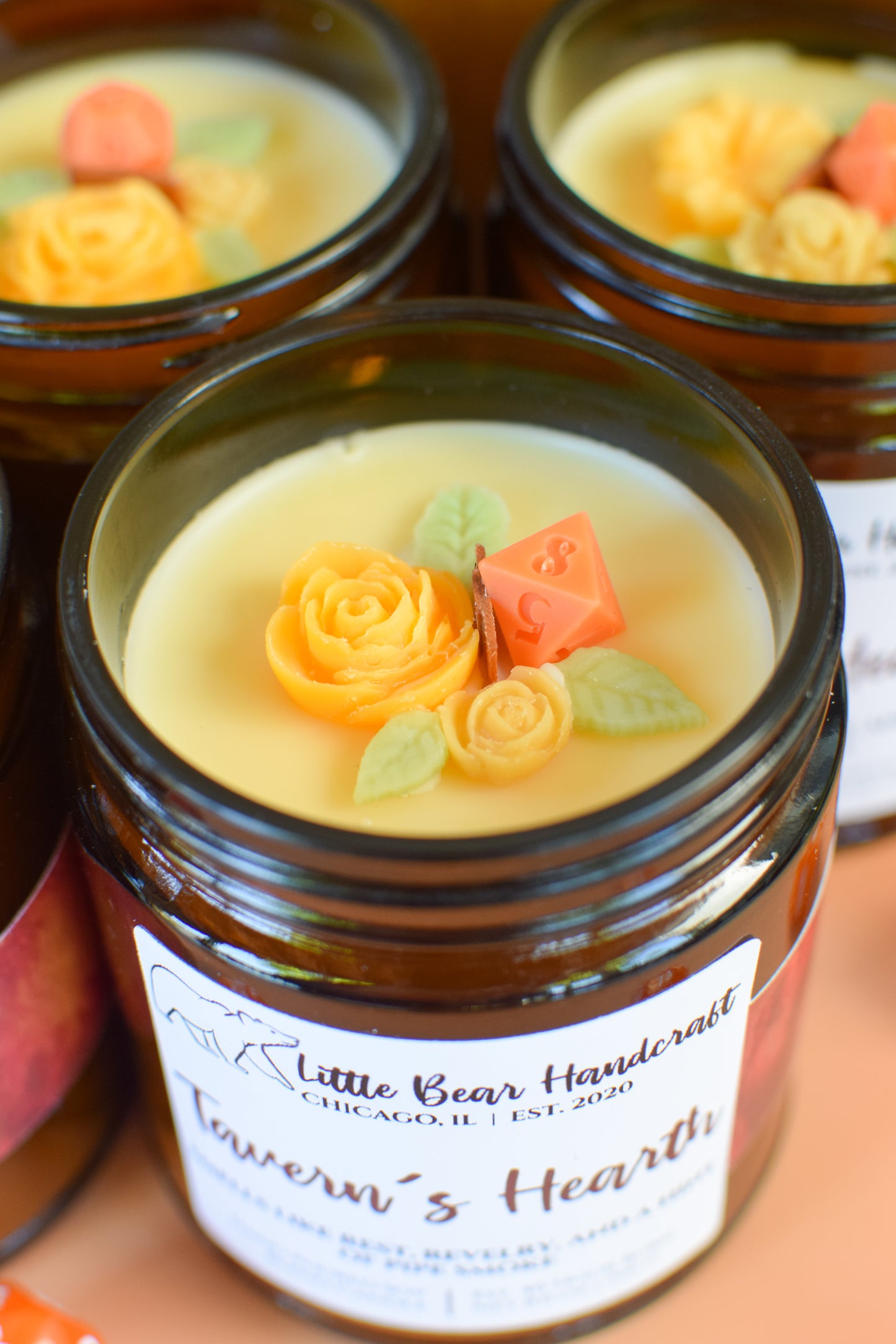 Tavern's Hearth Decorated TTRPG Wood Wick Candle