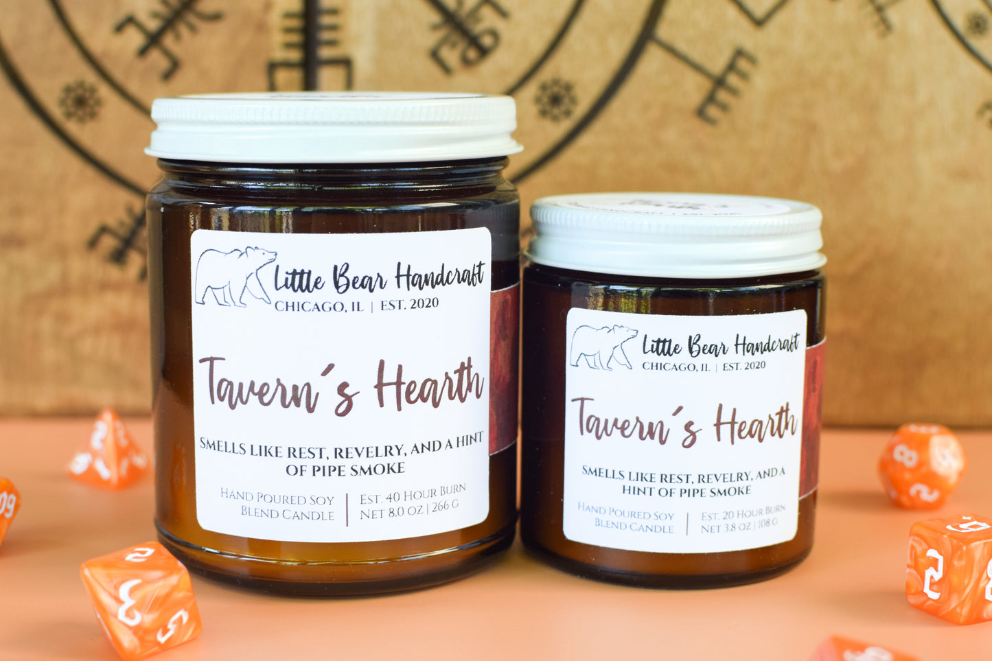 Tavern's Hearth Decorated TTRPG Wood Wick Candle