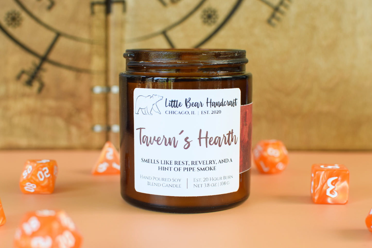 Tavern's Hearth Decorated TTRPG Wood Wick Candle